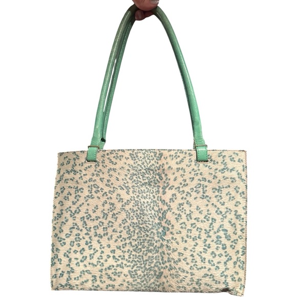 NEW Bottega Veneta animal Calf Hair and suede Teal Cream Tote Bag - Picture 4 of 11